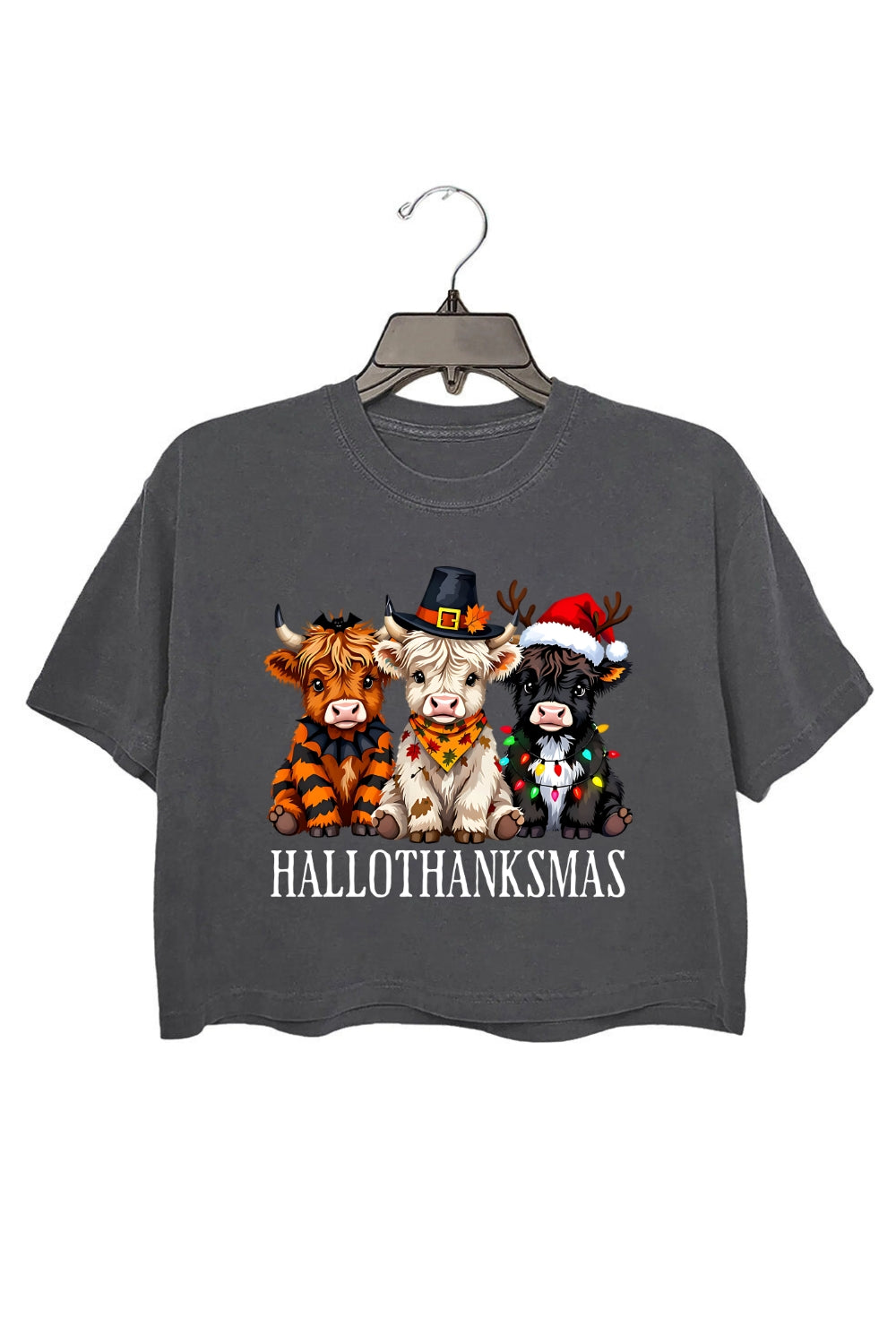Highland Cows Hollothanksmas Crop Top For Women