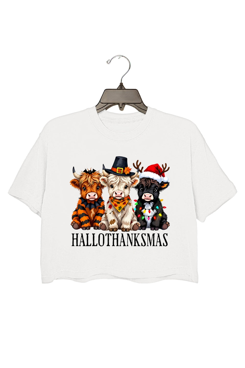 Highland Cows Hollothanksmas Crop Top For Women