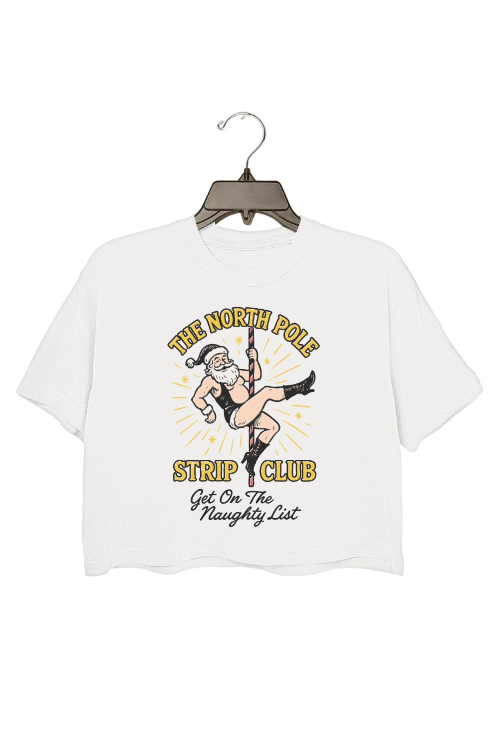 North Pole Strip Club Funny Santa Crop Top For Women