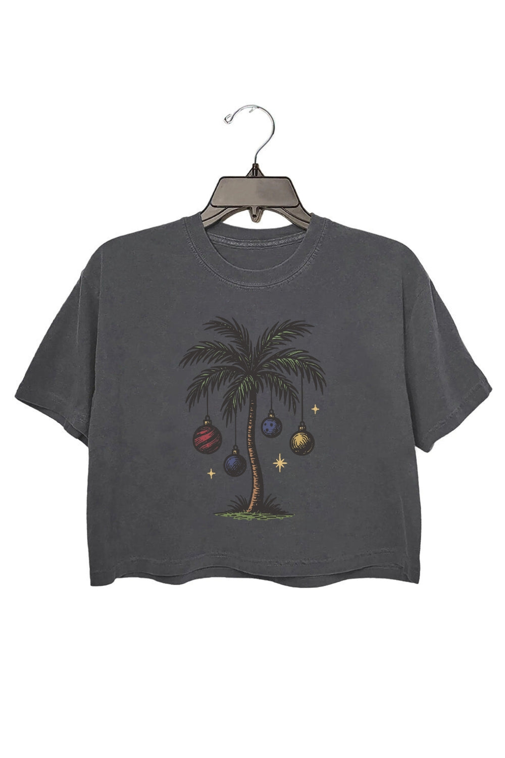 Palm and Globes Christmas Crop Top For Women