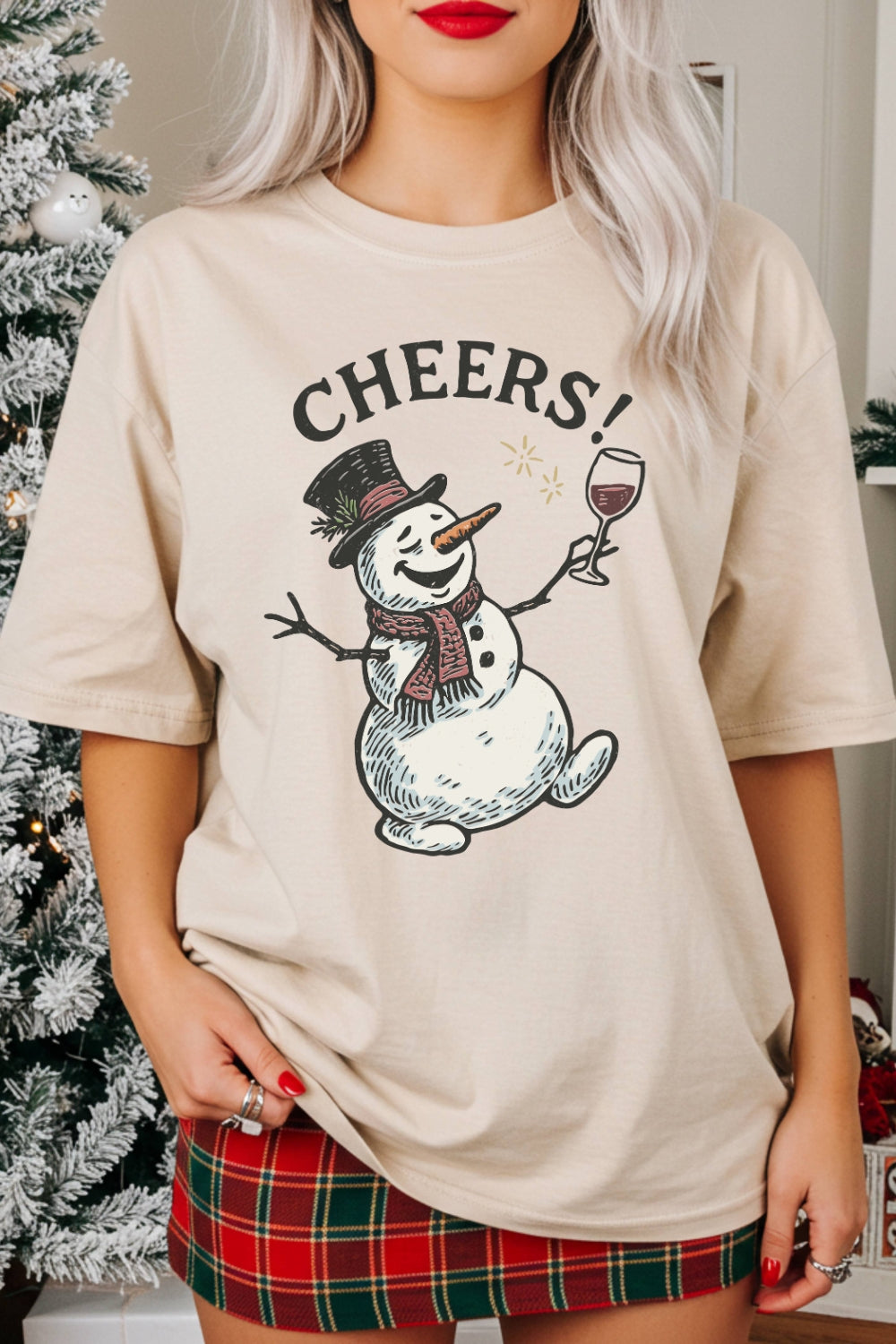 Cheers Snowman Tee For Women