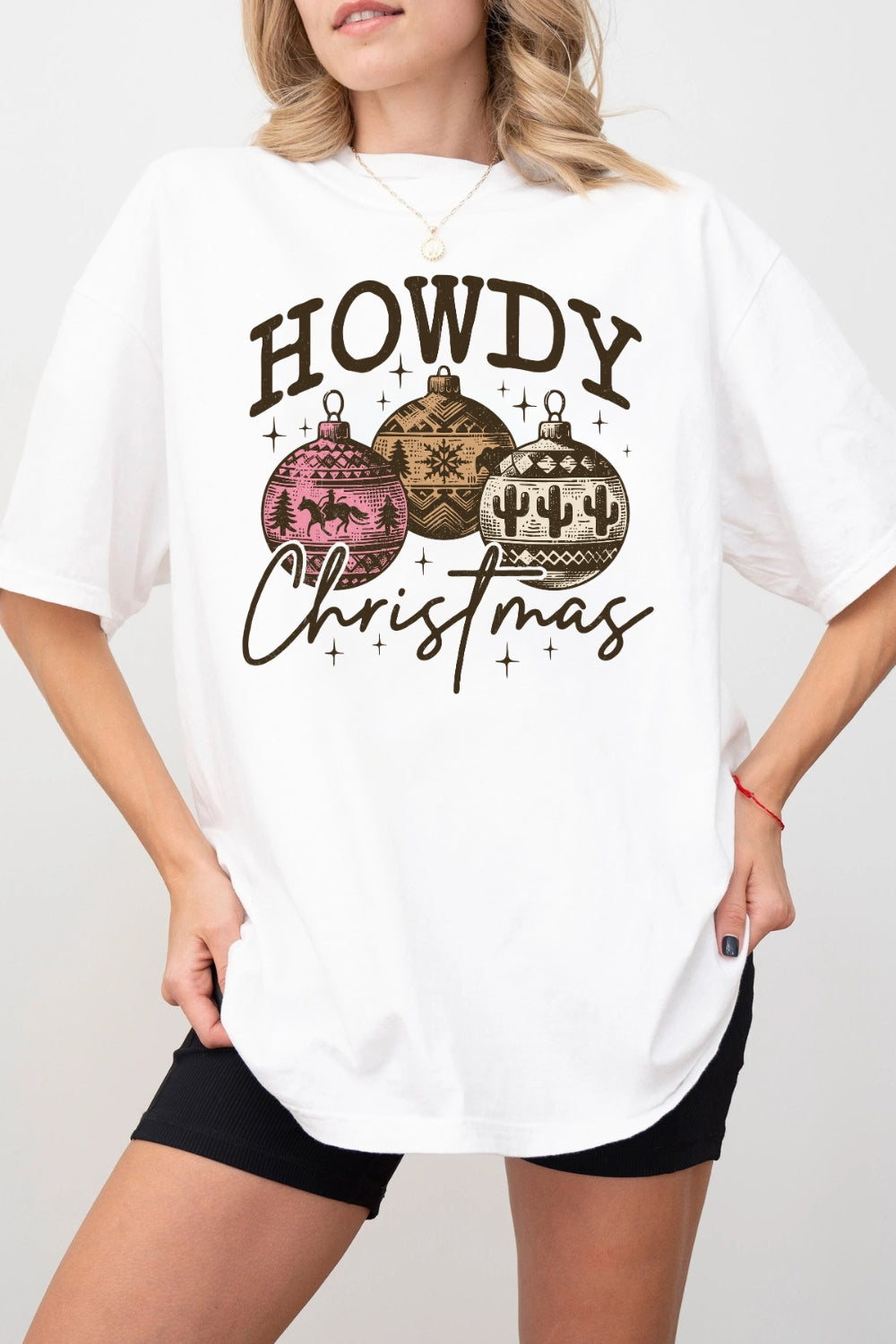 Howdy Christmas Globes Tee For Women