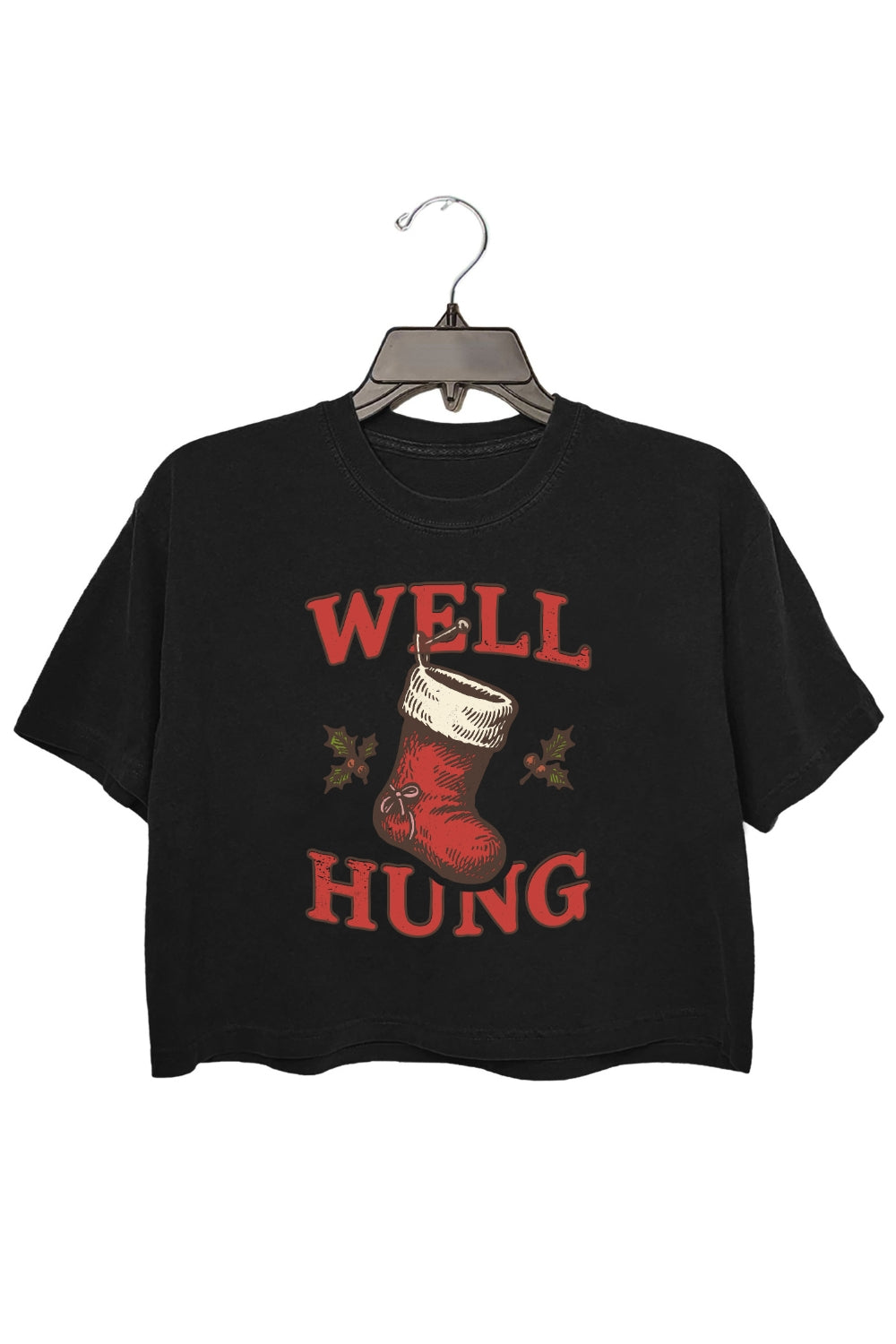 Well Hung Christmas Stockings Crop Top For Women