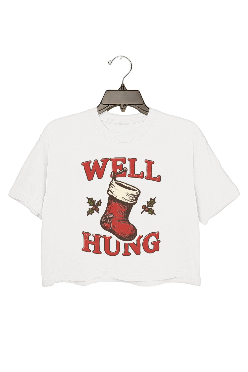 Well Hung Christmas Stockings Crop Top For Women
