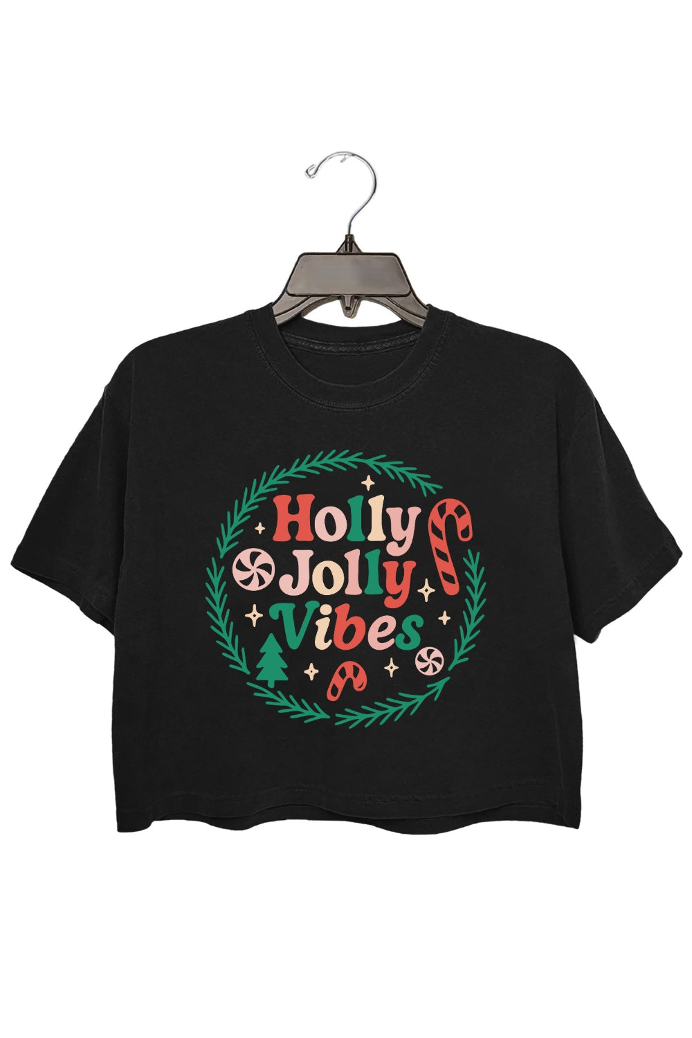 Holly Jolly Vibes Crop Top For Women