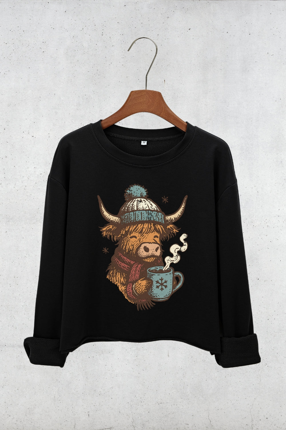 Cozy Season Highland Cow Crop Sweatshirt For Women