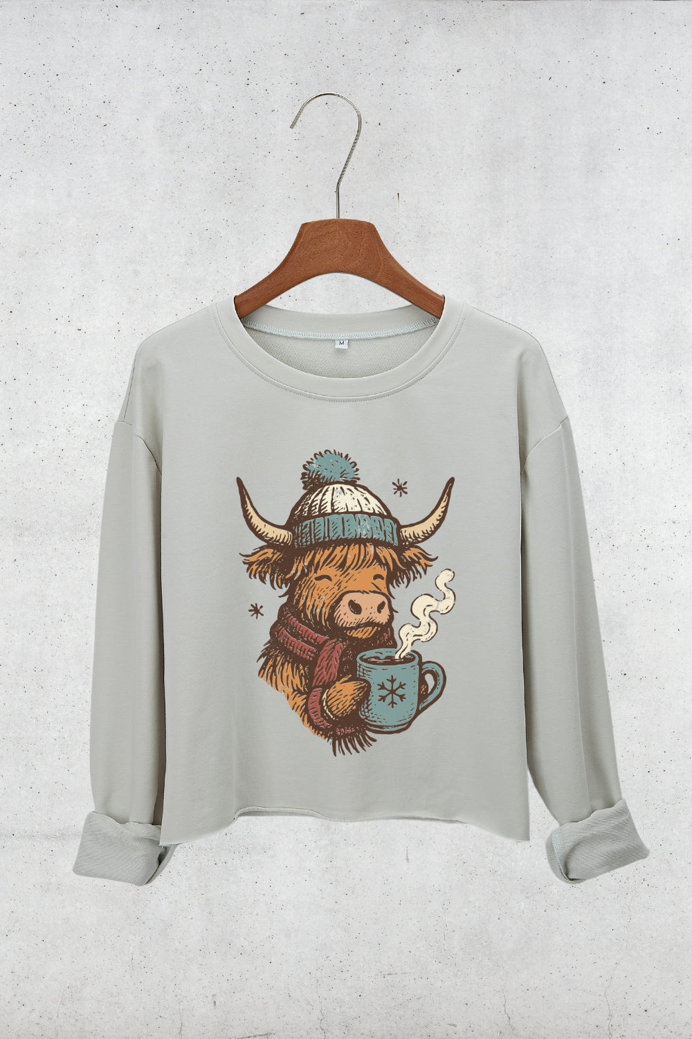 Cozy Season Highland Cow Crop Sweatshirt For Women