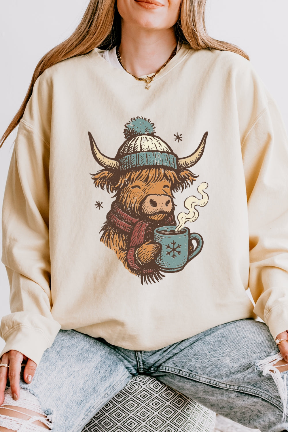 Cozy Season Highland Cow Sweatshirt For Women