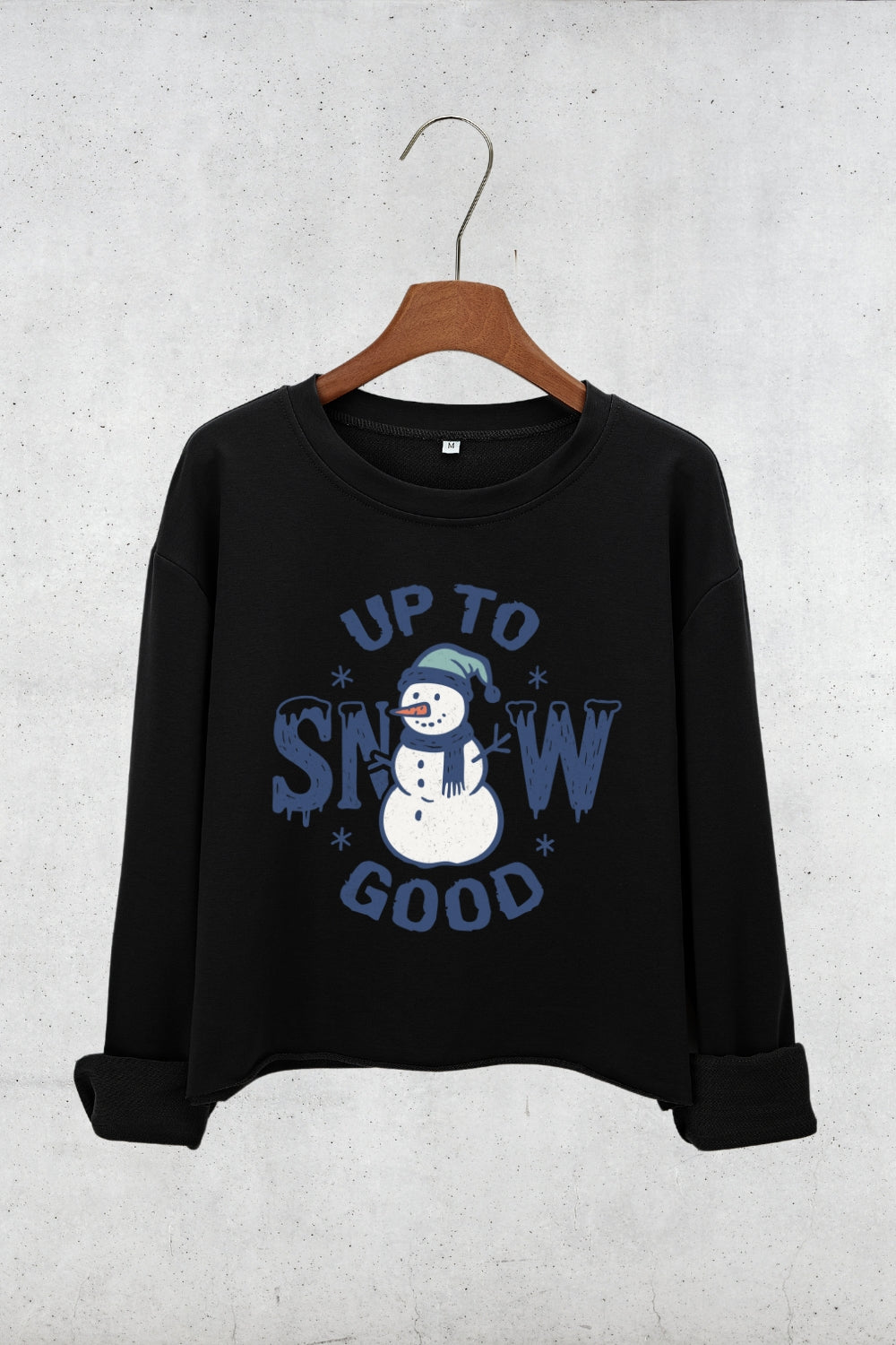 Up To Snow Good Crop Sweatshirt For Women
