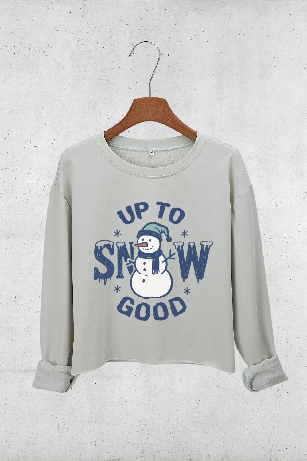 Up To Snow Good Crop Sweatshirt For Women