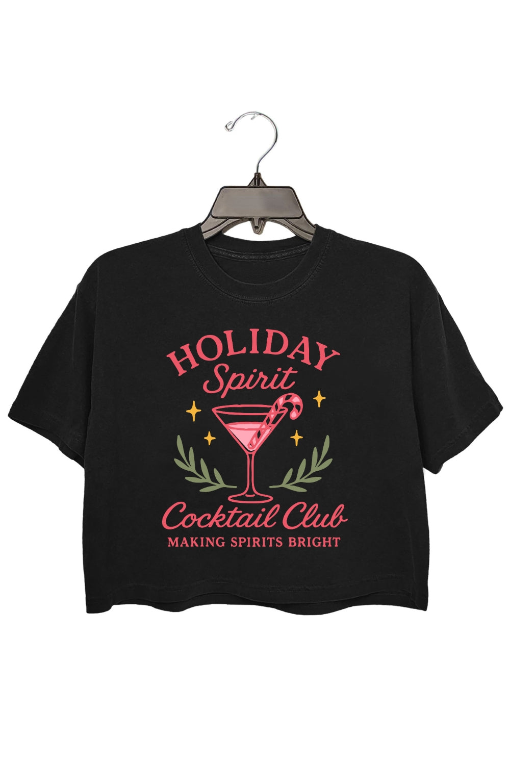Holiday Spirit Cocktail Club Crop Top For Women