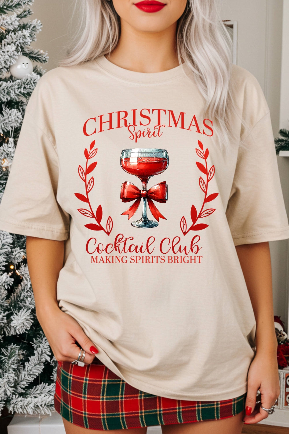 Christmas Spirit Cocktail Club Tee For Women
