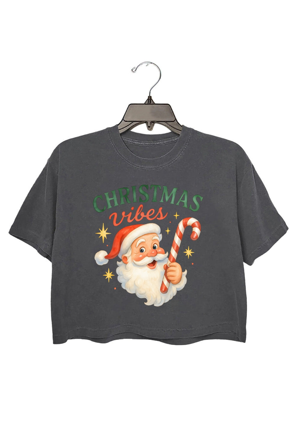 Christmas Vibes Cute Santa Crop Top For Women