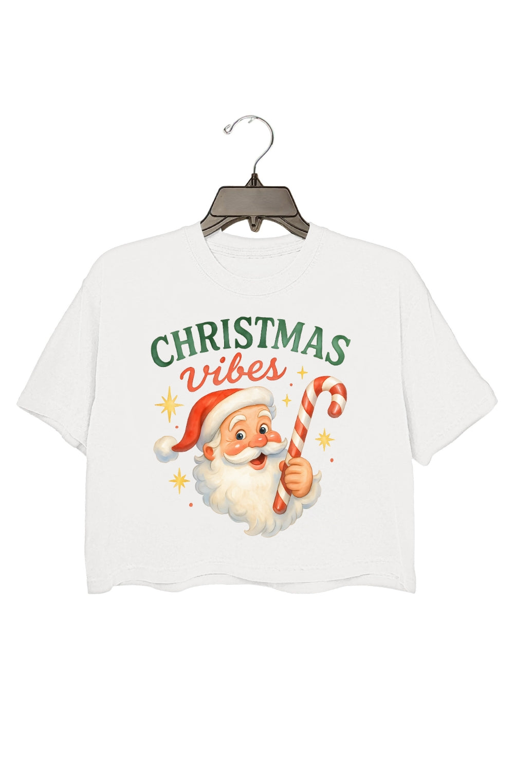 Christmas Vibes Cute Santa Crop Top For Women