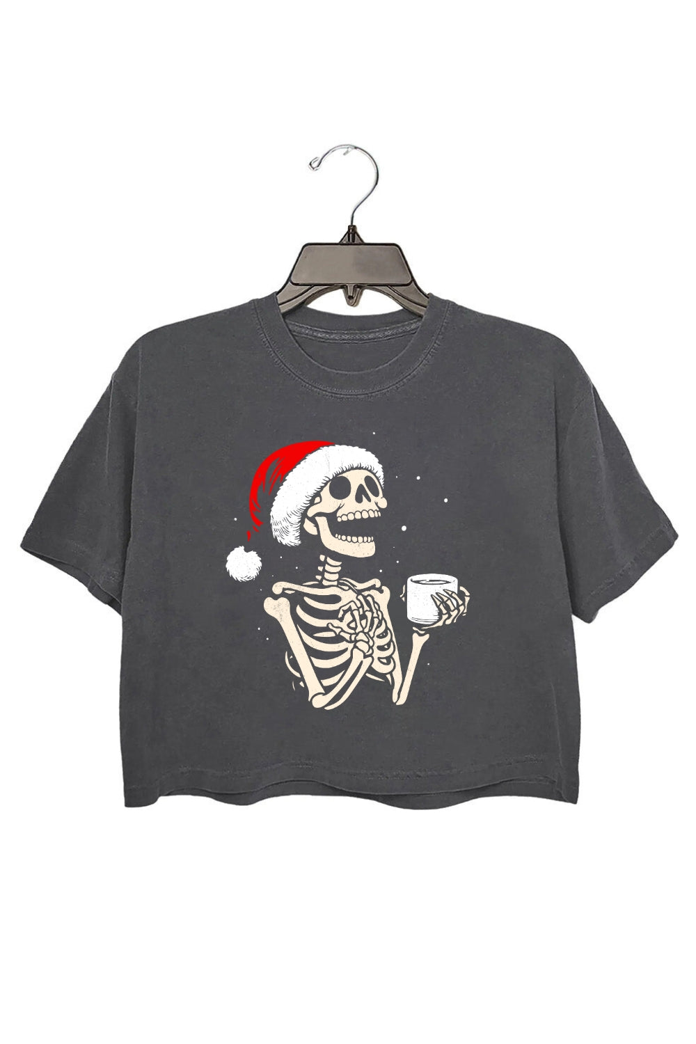 Christmas Skeleton Hot Coffee Crop Top For Women