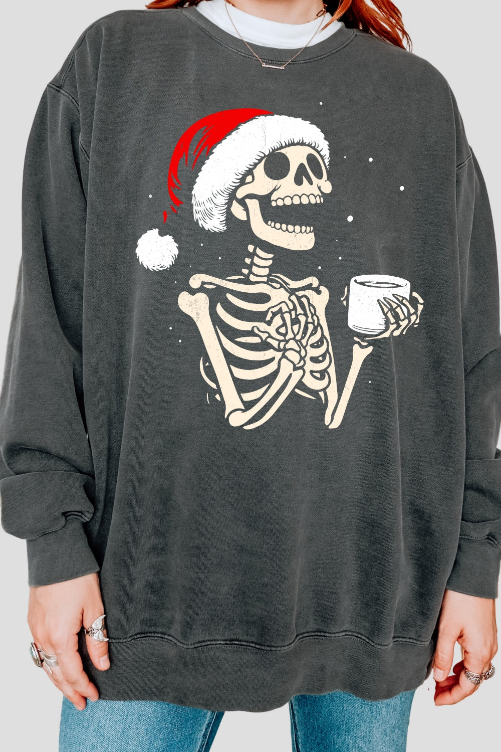 Christmas Skeleton Hot Coffee Sweatshirt For Women