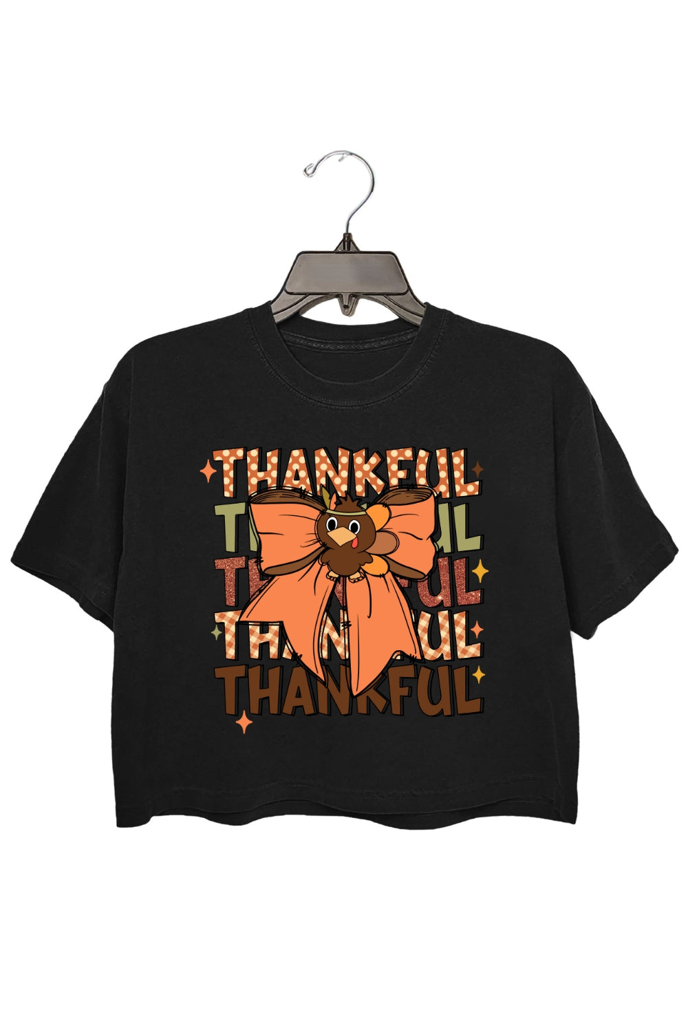 Thankful Turkey Bow Crop Top For Women