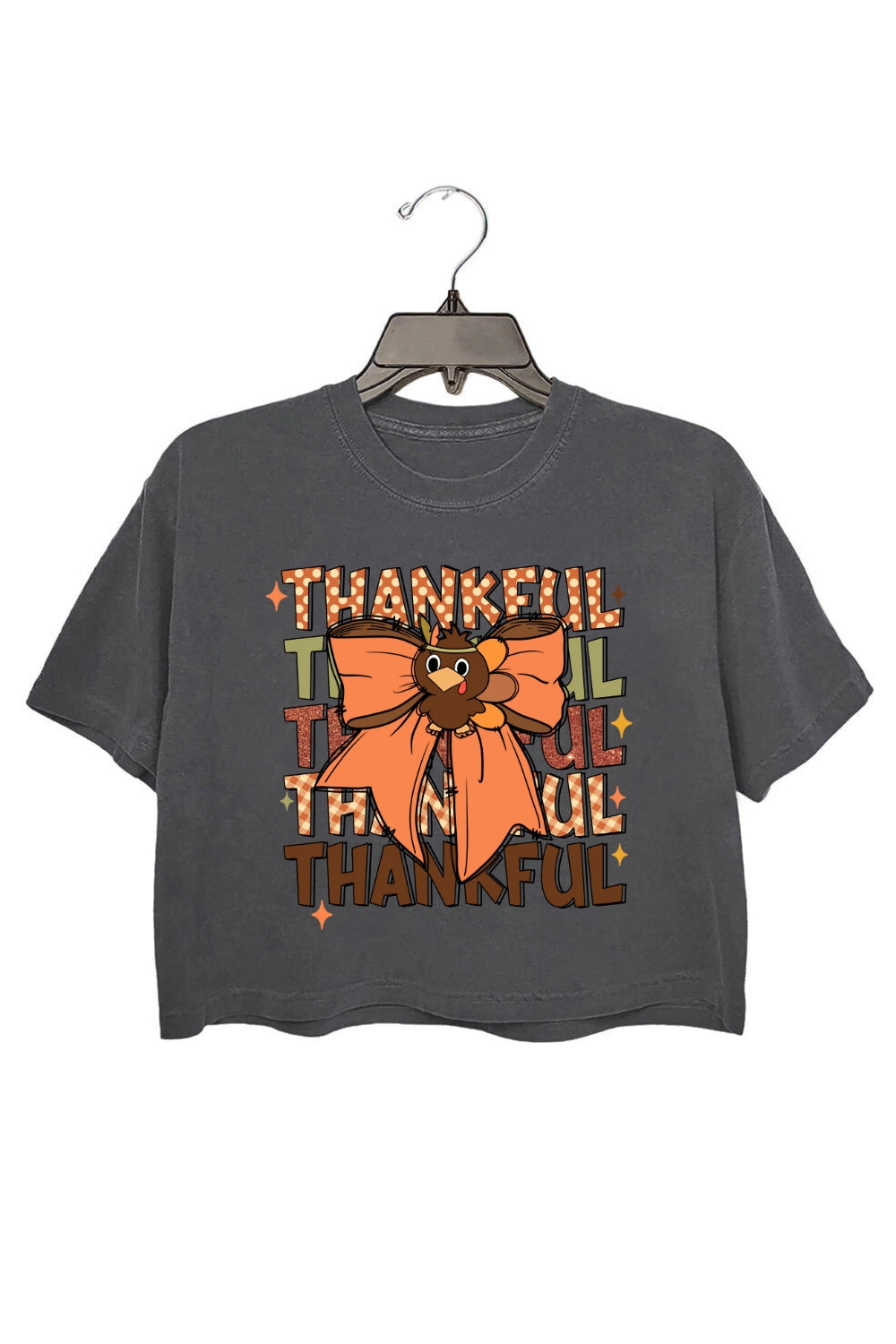 Thankful Turkey Bow Crop Top For Women