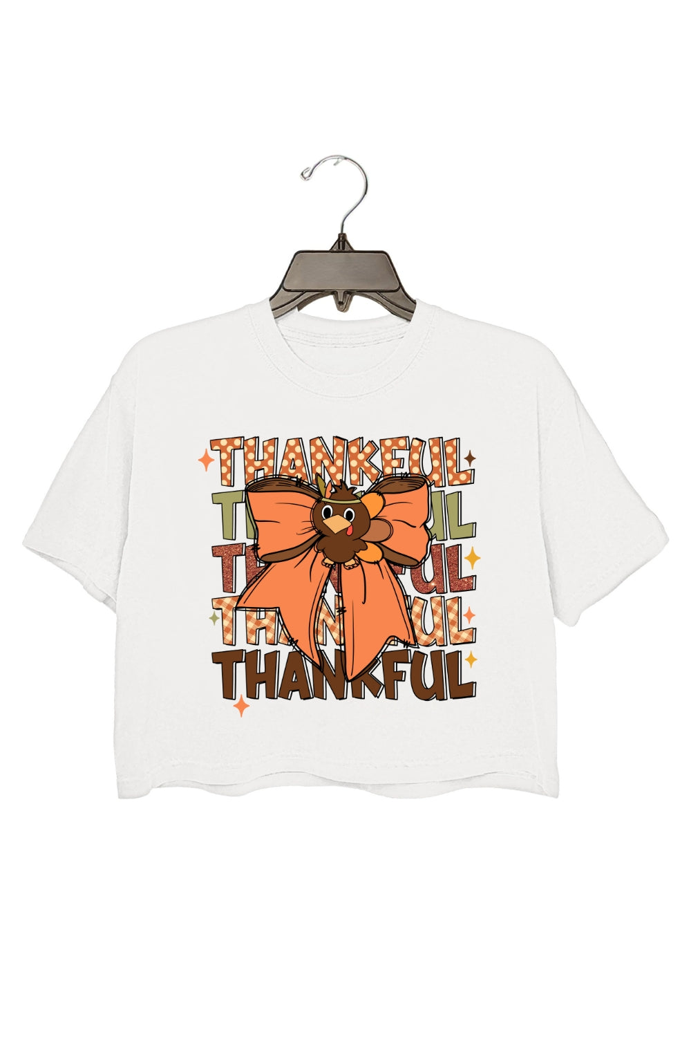Thankful Turkey Bow Crop Top For Women