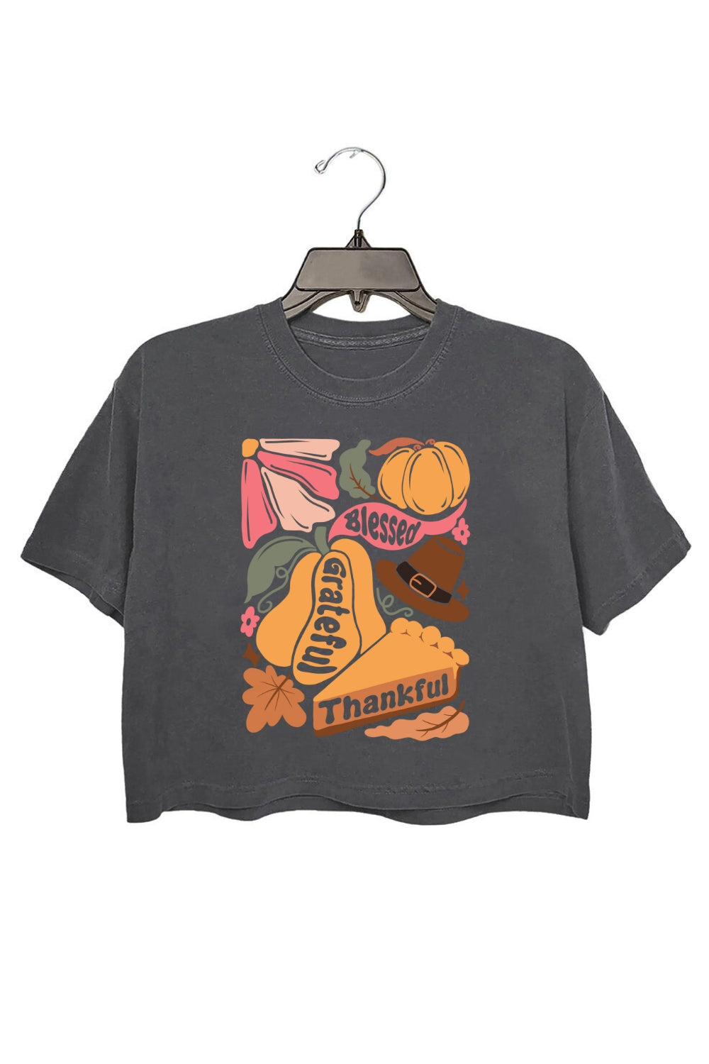 Retro Thanksgiving Bleesed Grateful Thankful Crop Top For Women
