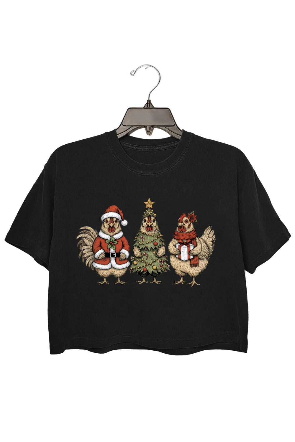 Christmas Chicken Funny Holiday Crop Top For Women
