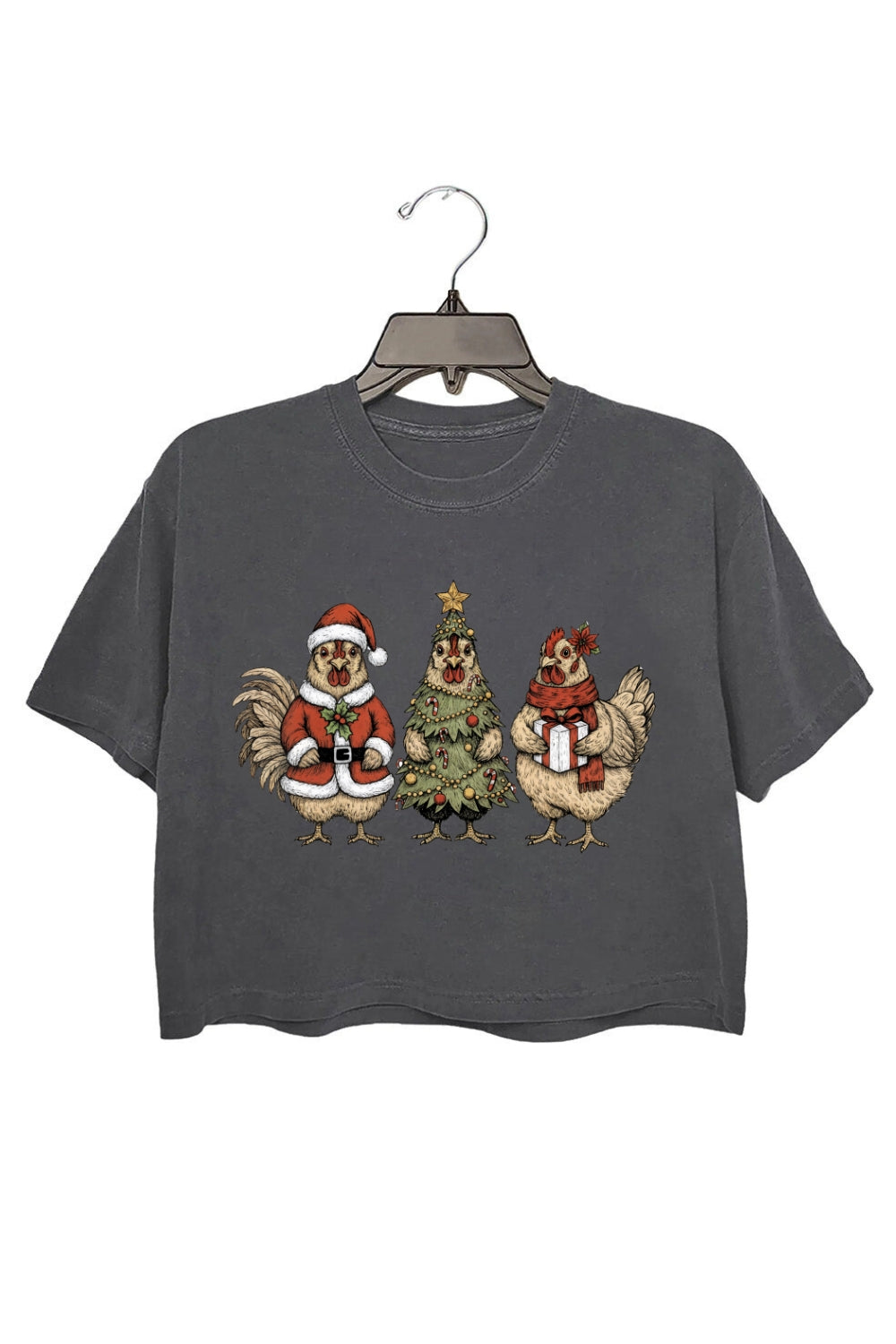 Christmas Chicken Funny Holiday Crop Top For Women
