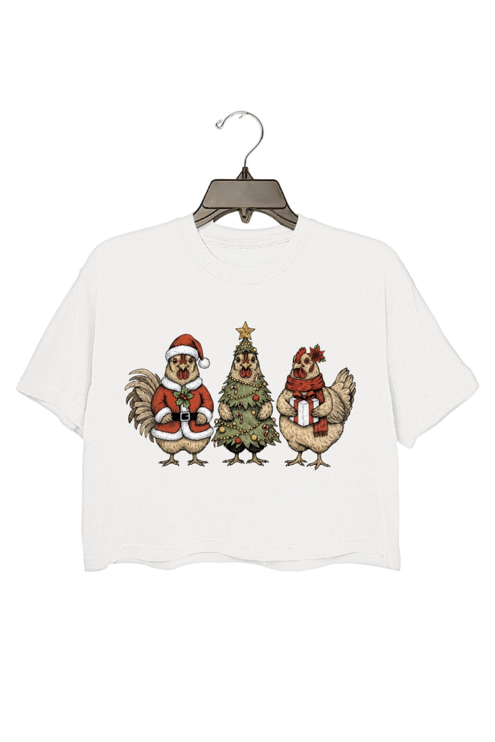 Christmas Chicken Funny Holiday Crop Top For Women