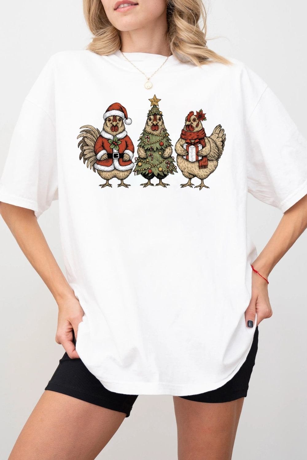 Christmas Chicken Funny Holiday Tee For Women