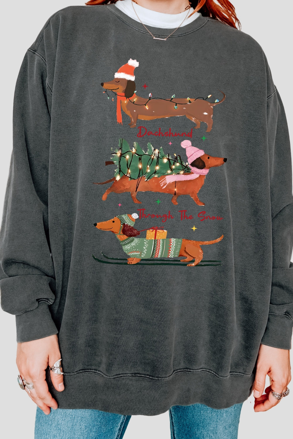 Christmas Dachshund Through The Snow Sweatshirt For Women
