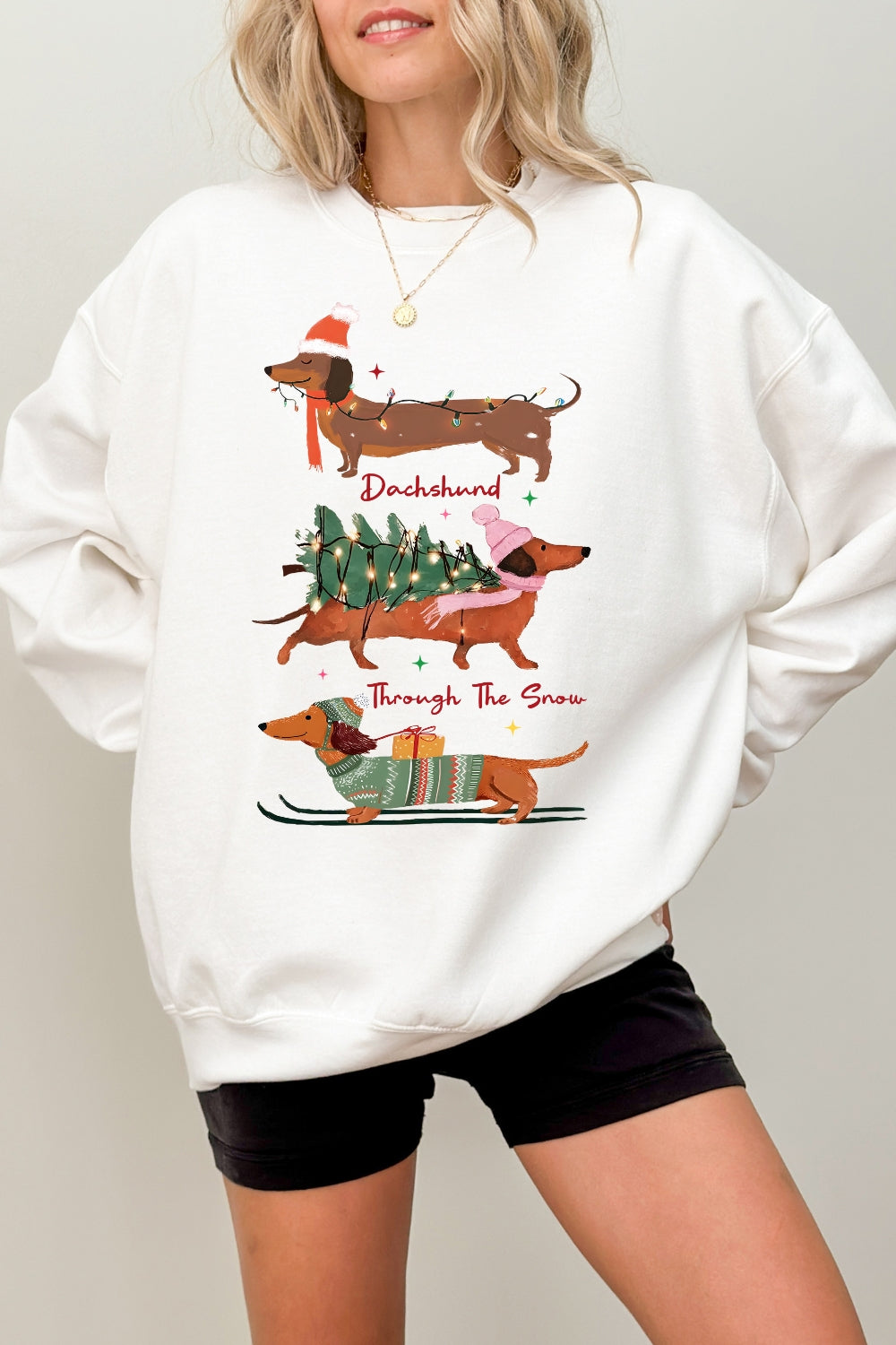 Christmas Dachshund Through The Snow Sweatshirt For Women
