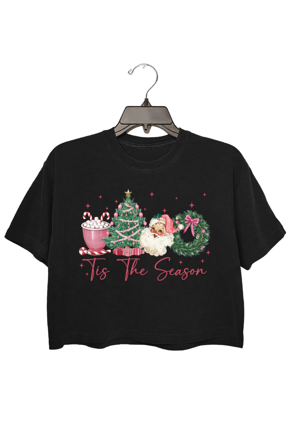 Tis The Season Santa Coffee Christmas Crop Top For Women