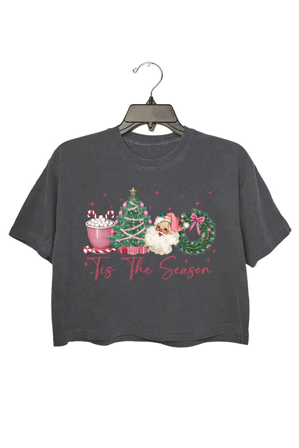 Tis The Season Santa Coffee Christmas Crop Top For Women