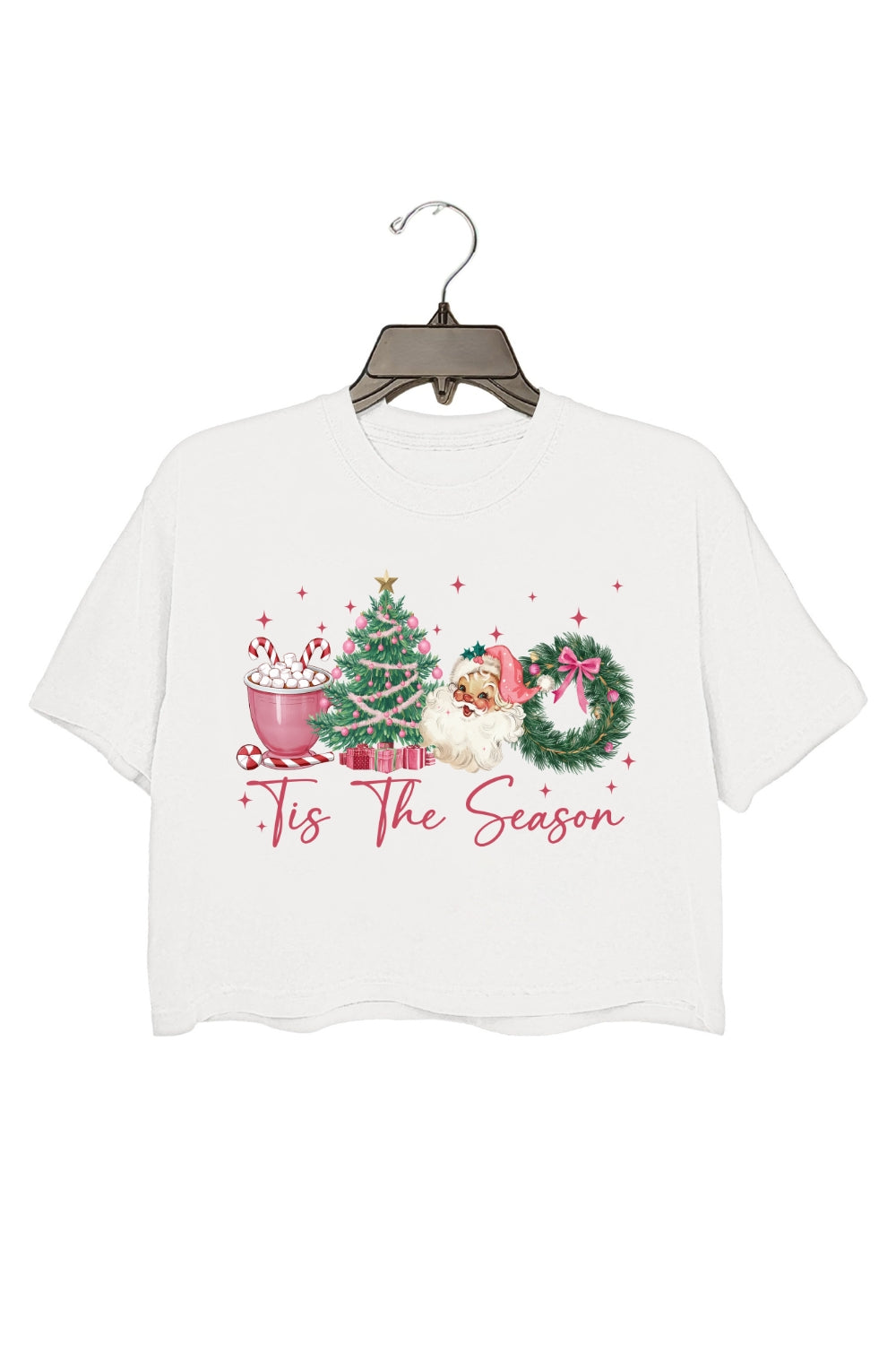 Tis The Season Santa Coffee Christmas Crop Top For Women