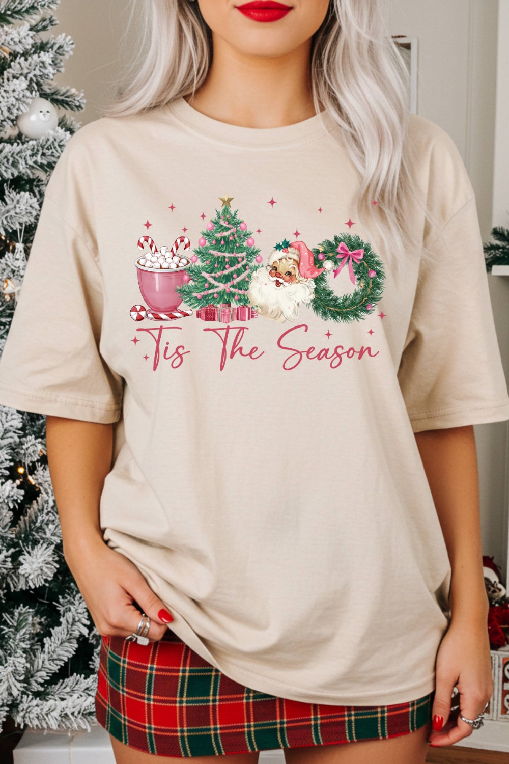 Tis The Season Santa Coffee Christmas Tee For Women