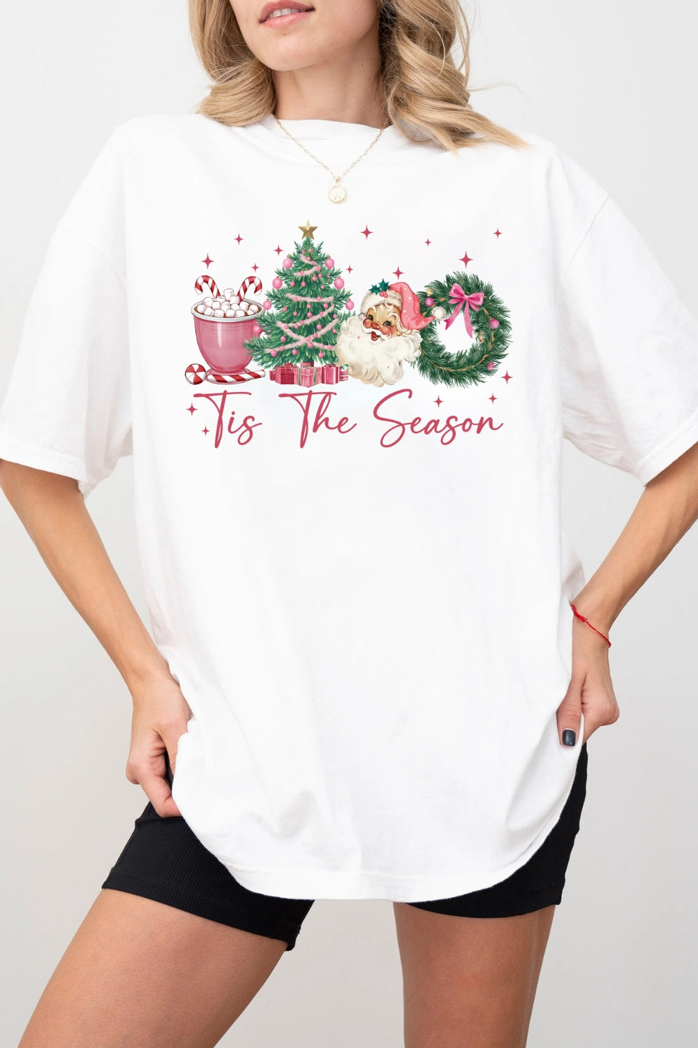 Tis The Season Santa Coffee Christmas Tee For Women