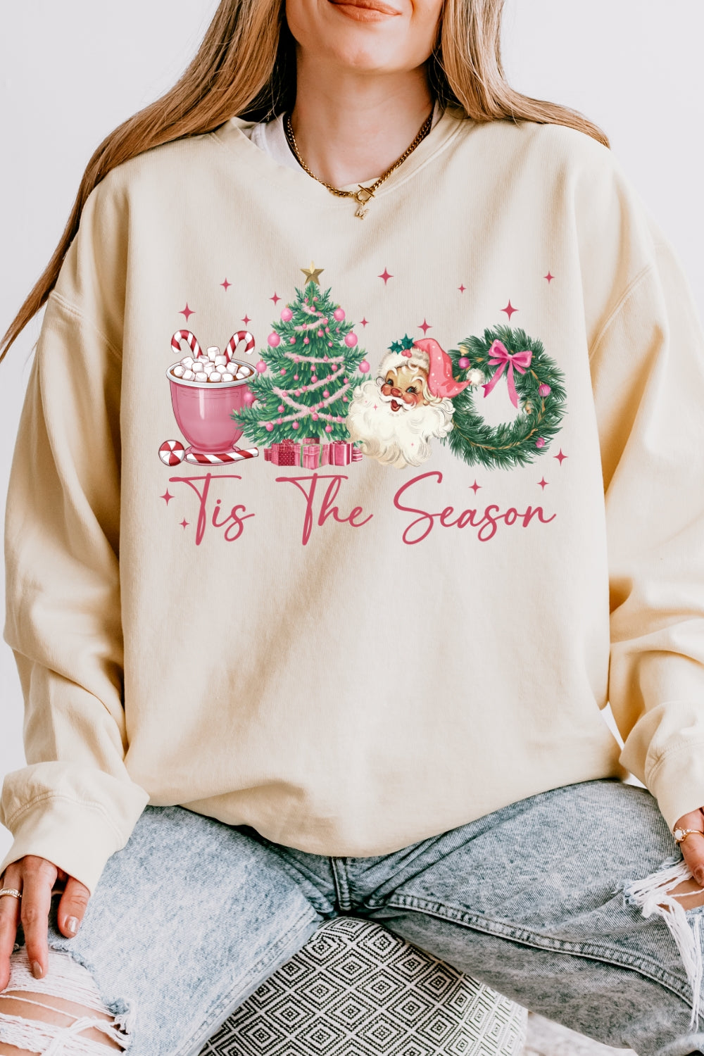 Tis The Season Santa Coffee Christmas Sweatshirt For Women