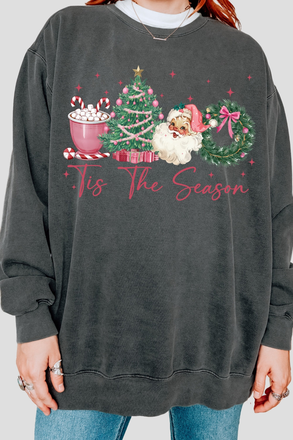 Tis The Season Santa Coffee Christmas Sweatshirt For Women