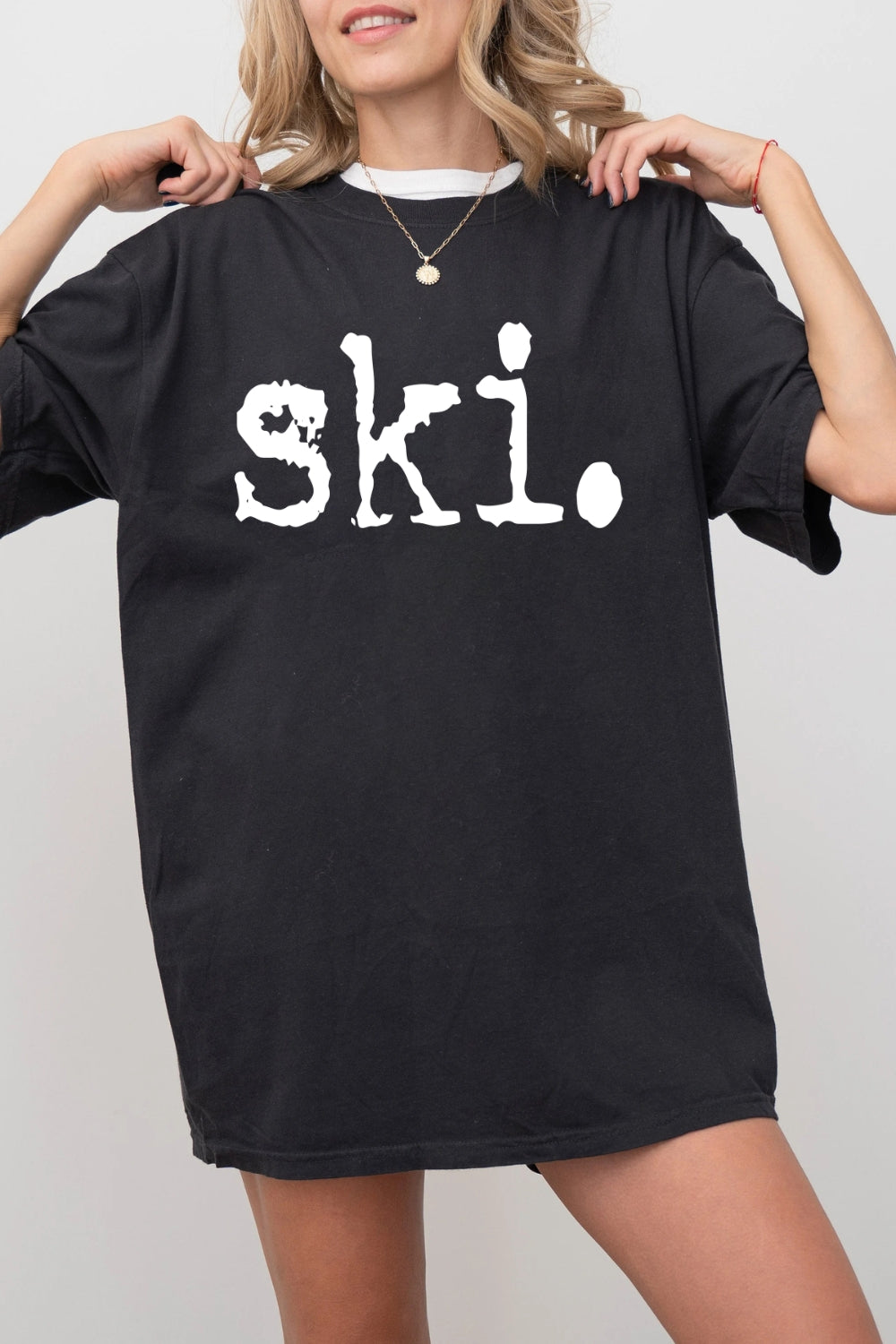Ski Typography Design Tee For Women