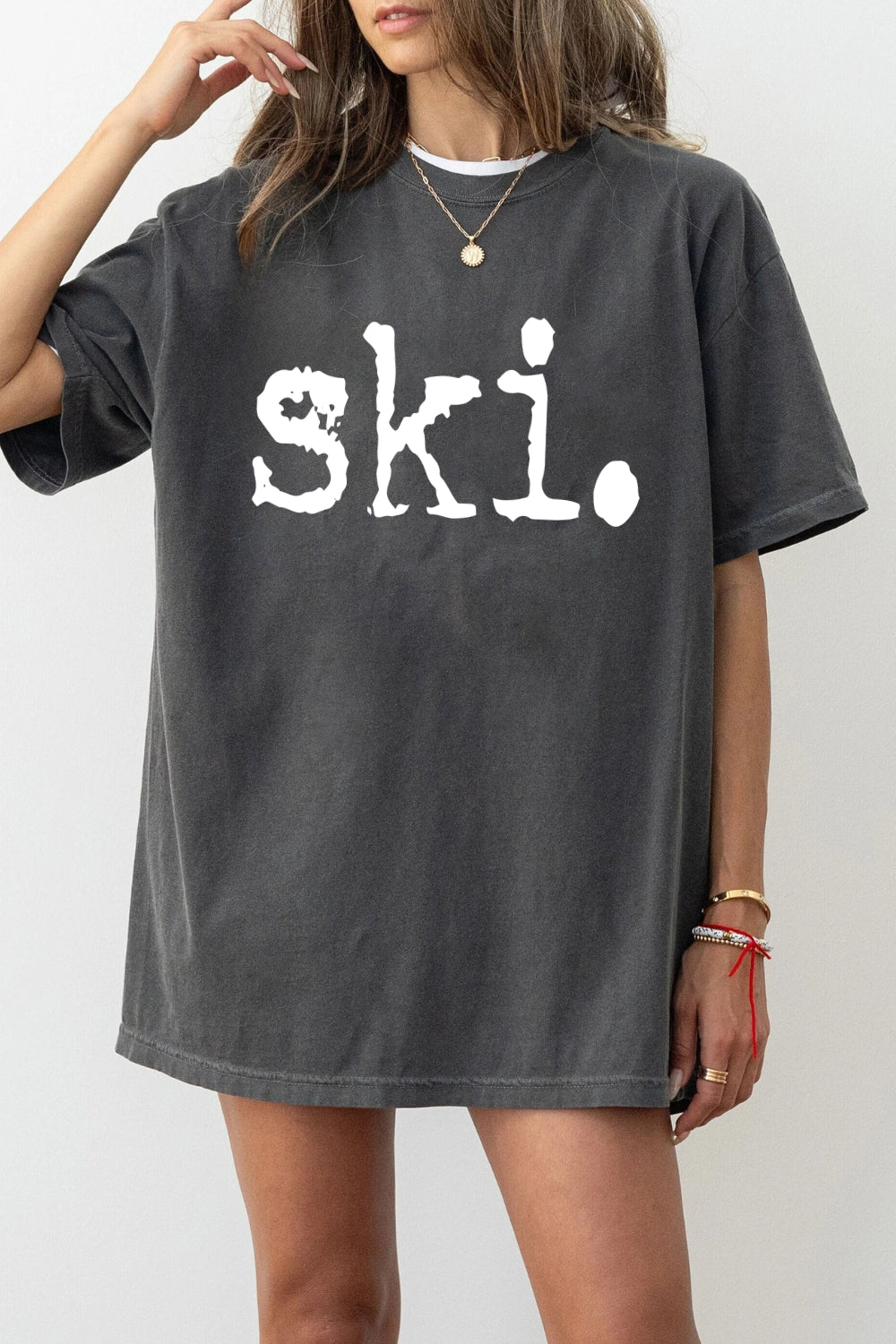 Ski Typography Design Tee For Women