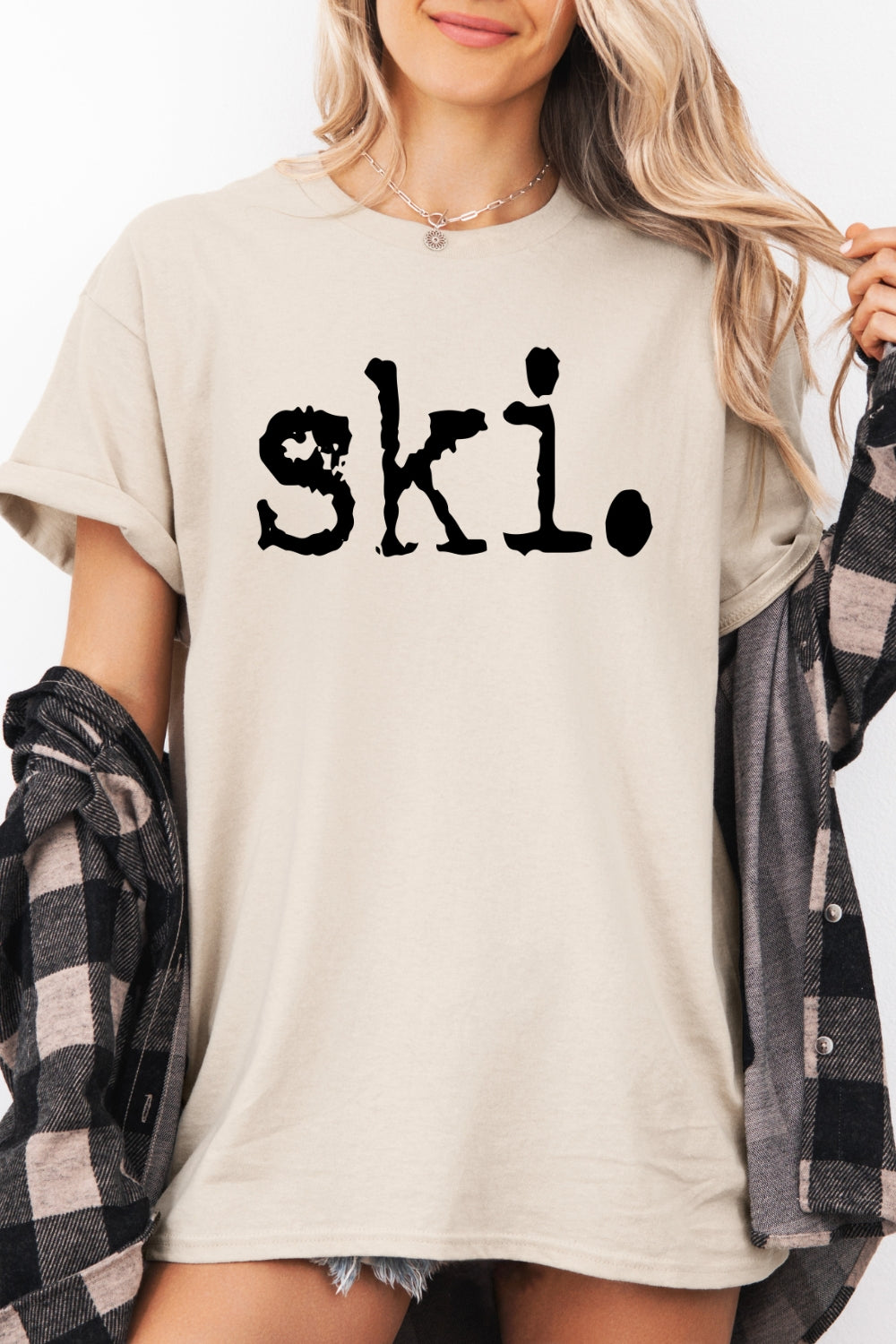 Ski Typography Design Tee For Women
