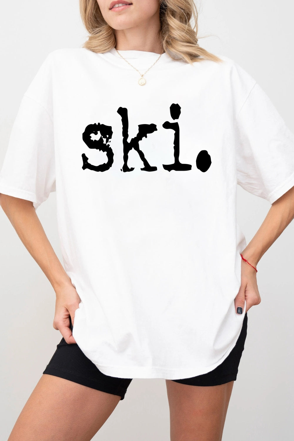 Ski Typography Design Tee For Women