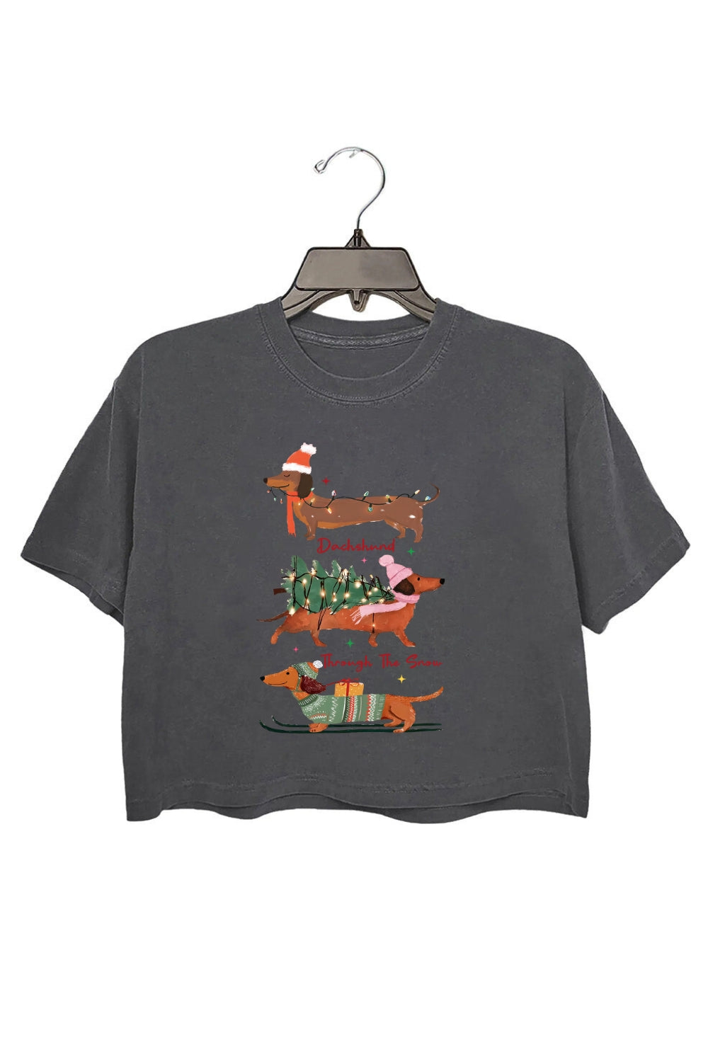 Christmas Dachshund Through The Snow Crop Top For Women