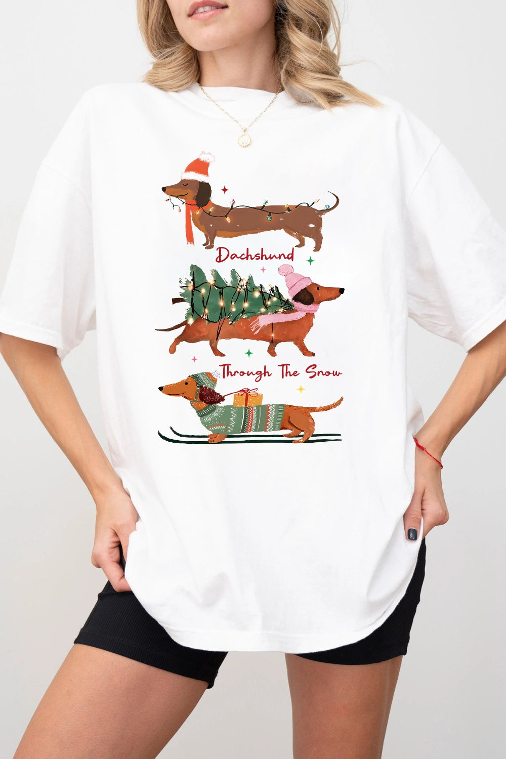 Christmas Dachshund Through The Snow Tee For Women