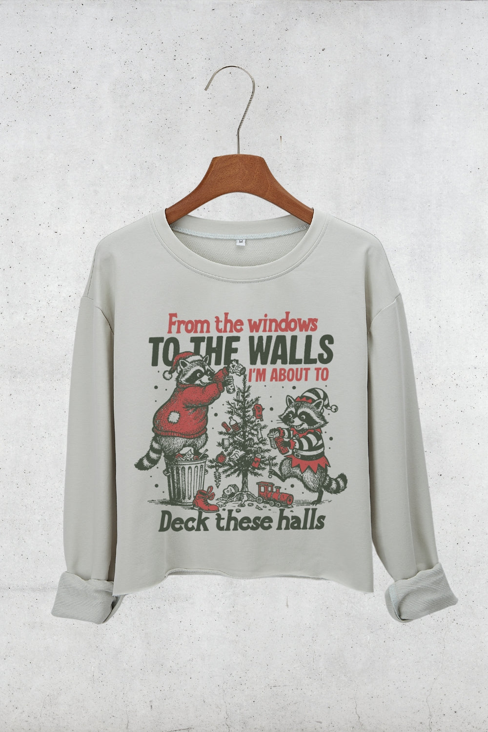 From The Windows To The Walls Raccon Crop Sweatshirt For Women