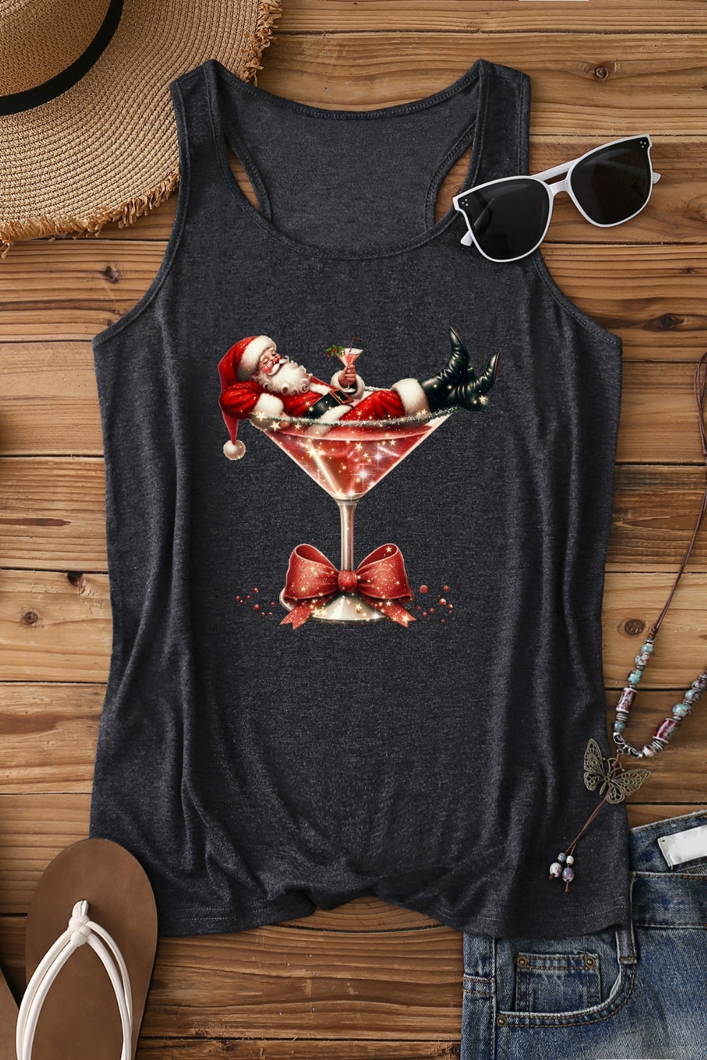Christmas Santa Martini Tank Top