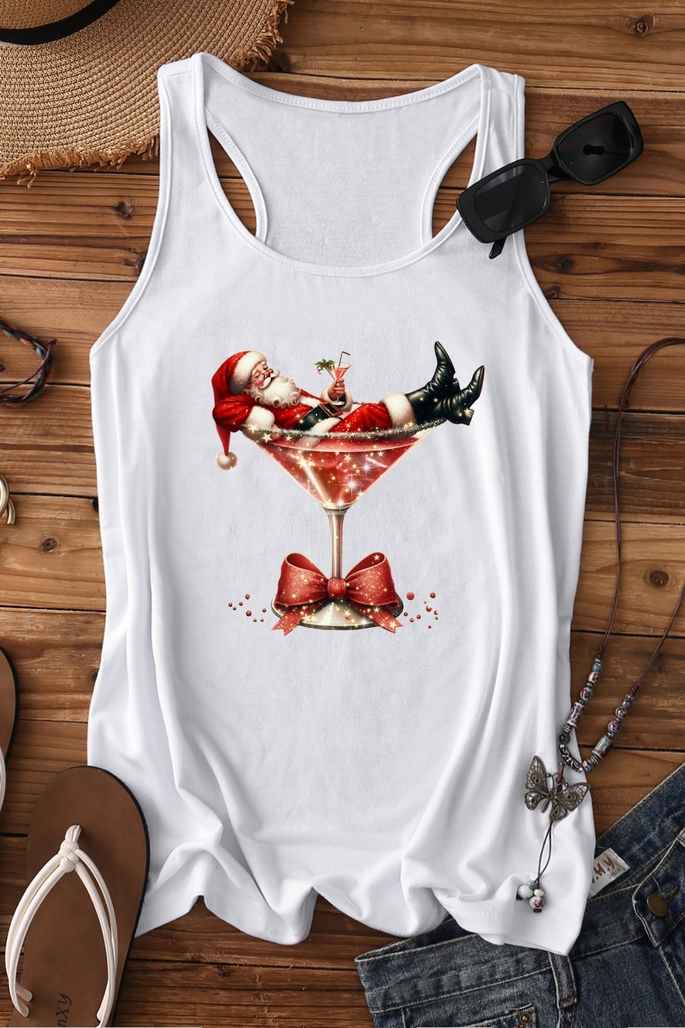 Christmas Santa Martini Tank Top