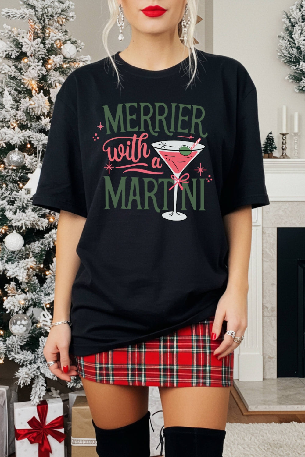 Christmas Cocktail Martini Tee For Women