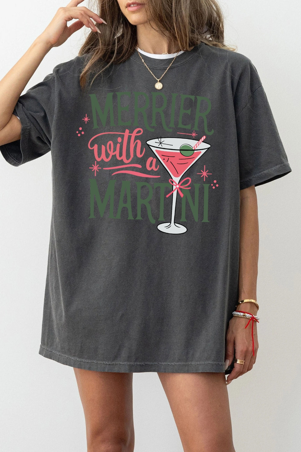 Christmas Cocktail Martini Tee For Women