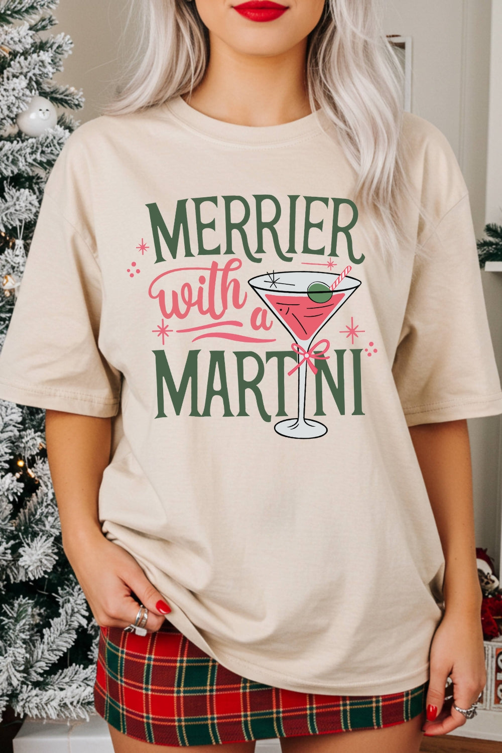 Christmas Cocktail Martini Tee For Women