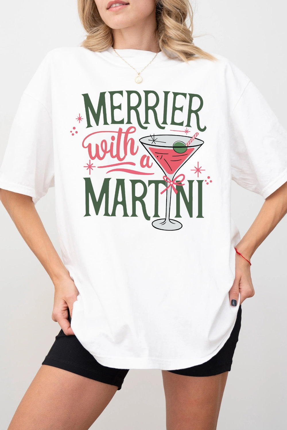 Christmas Cocktail Martini Tee For Women